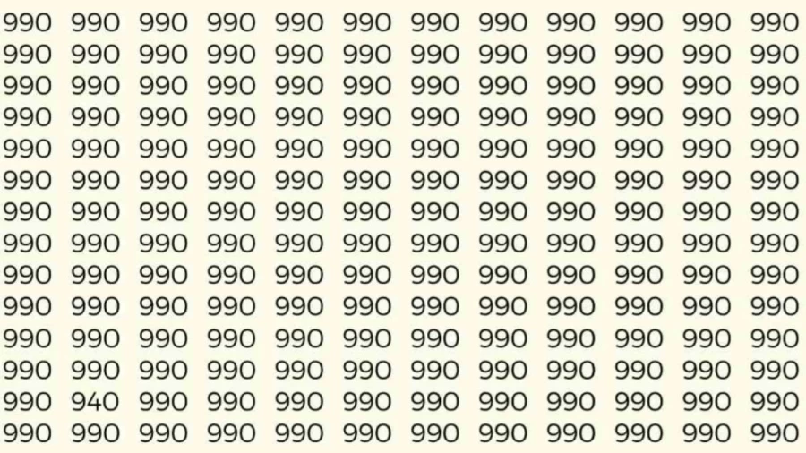 Optical Illusion: If you have Sharp Eyes Find the number 940 among 990 in 7 Seconds?