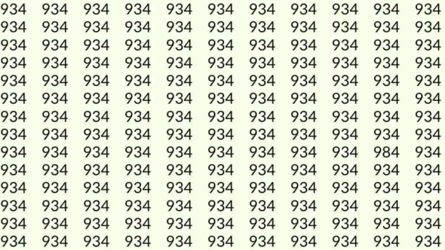 Optical Illusion: If you have Sharp Eyes Find the number 984 among 934 in 15 Seconds?