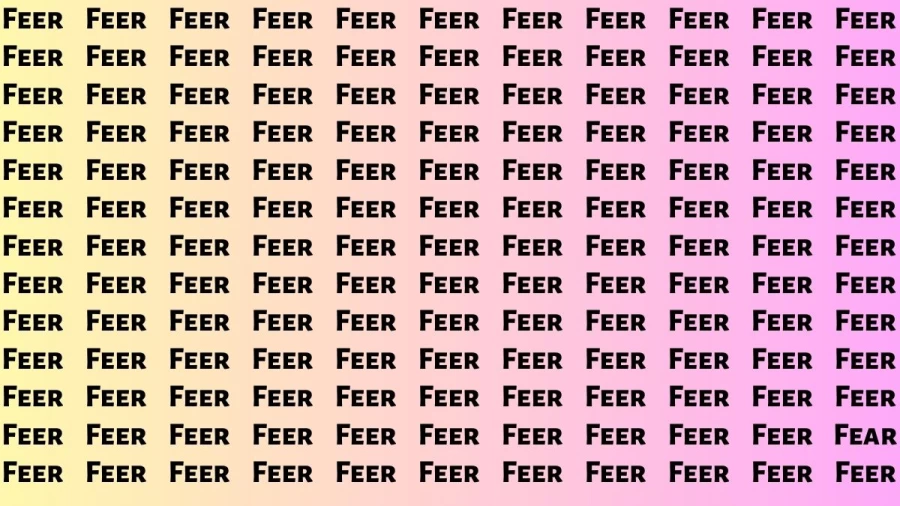 Observation Brain Test: If you have Eagle Eyes Find the Word Fear among Feer in 12 Secs