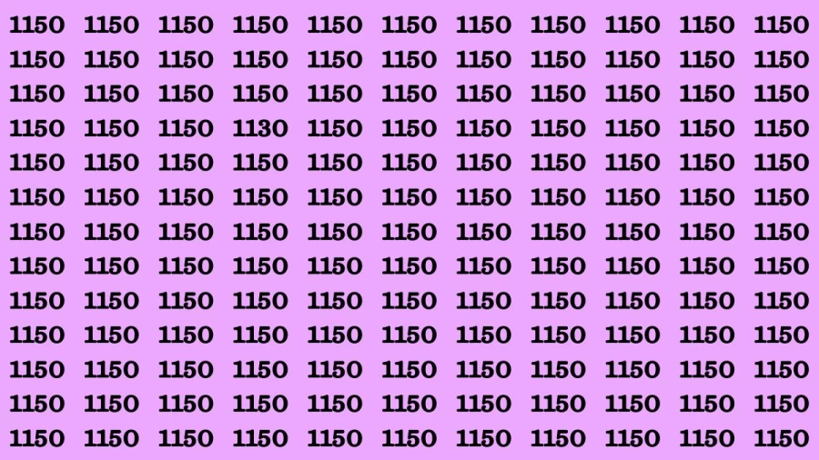 Observation Brain Test: If you have Keen Eyes Find the Number 1130 among 1150 in 15 Secs