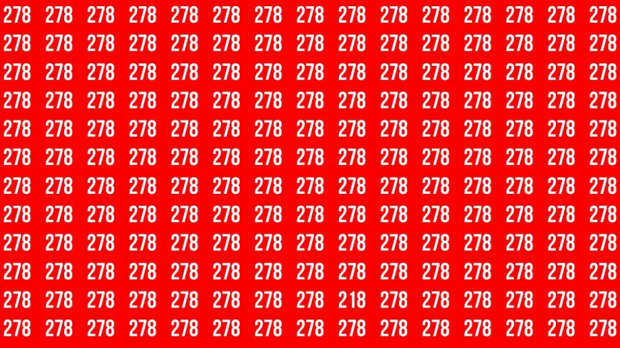 Observation Brain Test: If you have Keen Eyes Find the Number 218 among 278 in 15 Secs