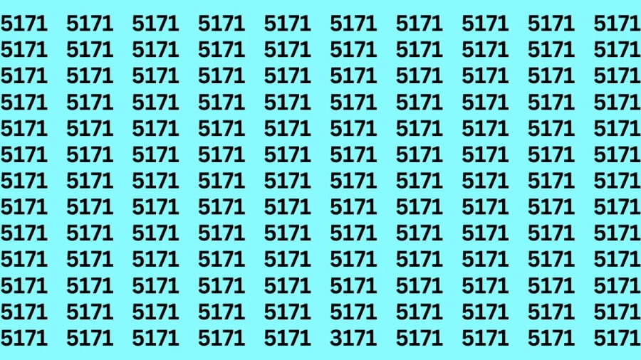 Brain Test: If you have Sharp Eyes Find the Number 3171 among 5171 in 20 Secs