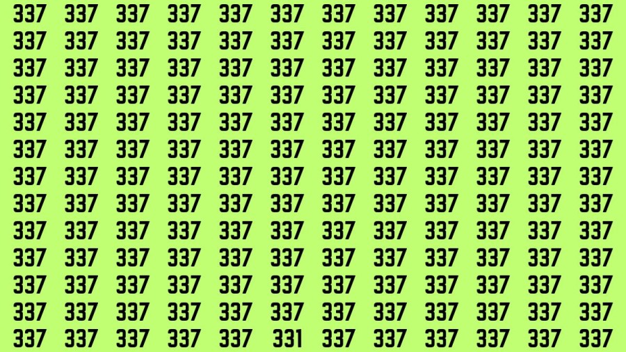 Observation Brain Test: If you have Sharp Eyes Find the Number 331 among 337 in 20 Secs