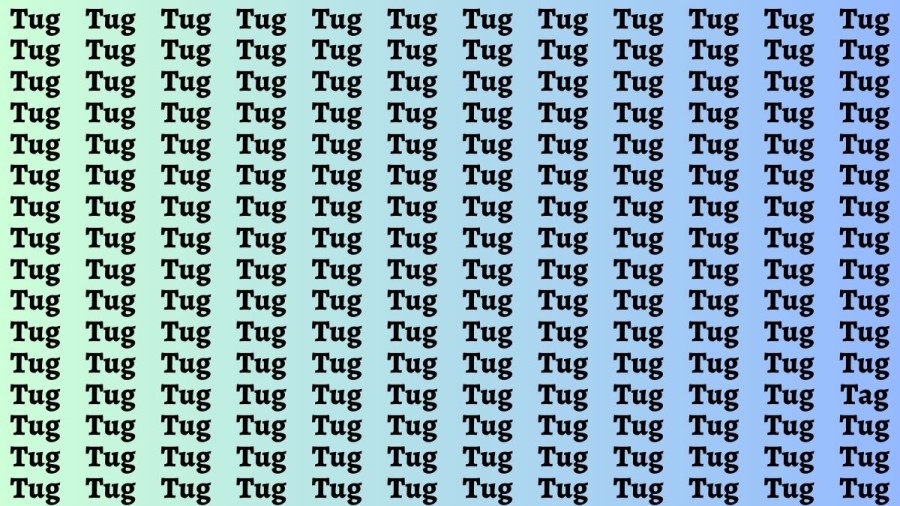 Observation Brain Test: If you have Sharp Eyes Find the Word Tag among Tug in 20 Secs