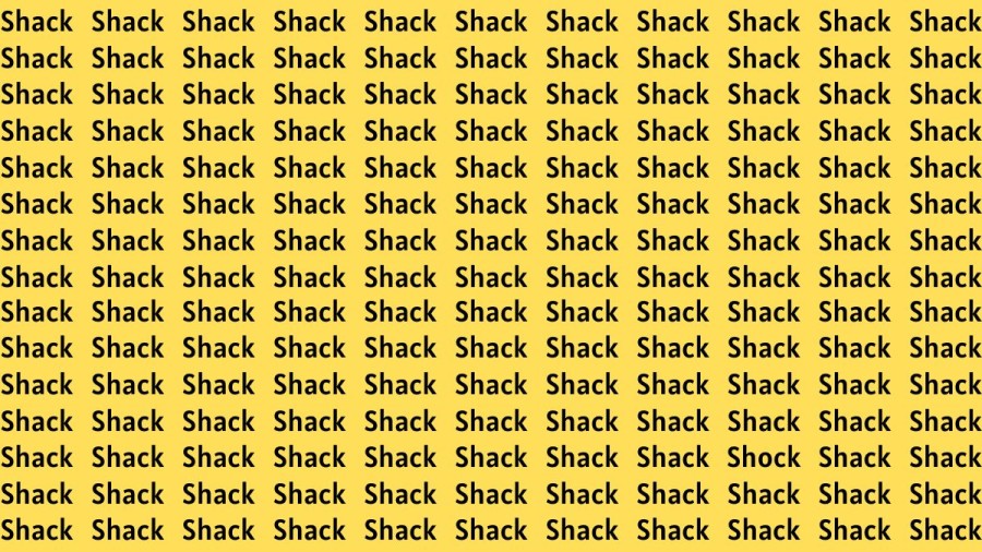 Observation Brain Test: If you have Hawk Eyes Find the word Shock among Shack in 15 Secs