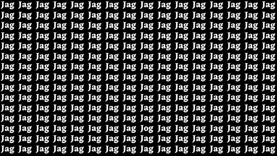 Observation Brain Test: If you have Sharp Eyes Find the Word Jog among Jag in 20 Secs