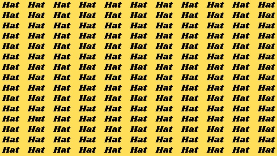 Brain Test: If you have Hawk Eyes Find the word Hut among Hat in 18 Secs