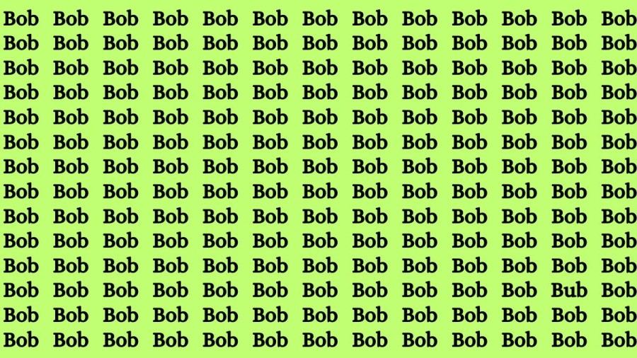 Brain Test: If you have Eagle Eyes Find the Word Bub among Bob 15 Secs