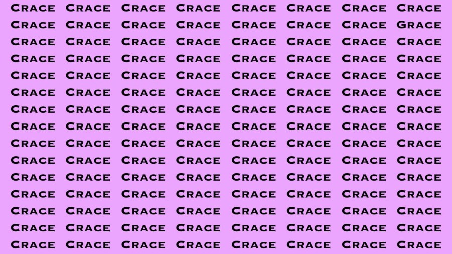 Brain Test: If you have Hawk Eyes Find the Word Grace among Crace in 18 Secs