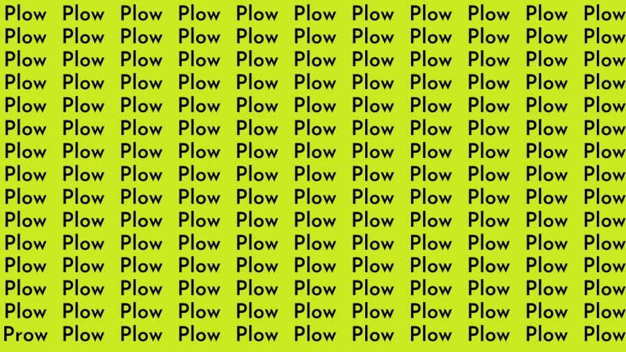 Observation Brain Test: If you have Hawk Eyes Find the Word Prow among Plow in 15 Secs