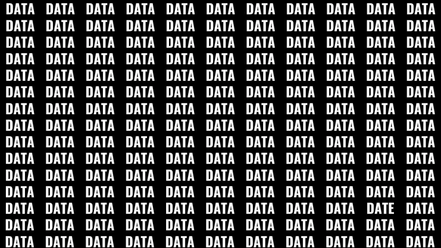 Optical Illusion: If you have Hawk Eyes Find the Word Date among Data in 12 Secs