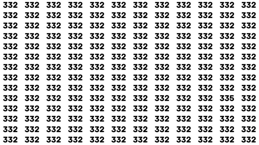 Observation Brain Test: If you have Sharp Eyes Find the Number 335 among 332 in 20 Secs