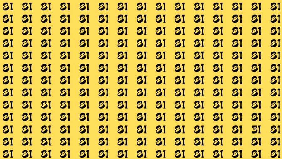 Observation Brain Test: If you have Eagle Eyes Find the Number 31 among 81 in 12 Secs