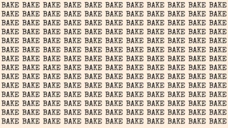 Observation Skill Test: If you have Hawk Eyes find the Word Rake among Bake in 20 Secs