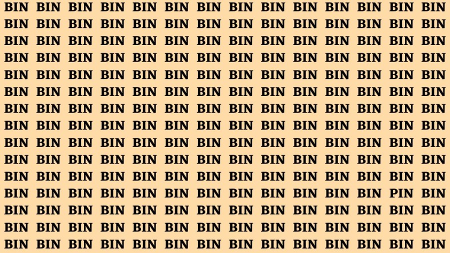 Observation Brain Test: If you have Hawk Eyes Find the Word Pin among Bin In 15 Secs