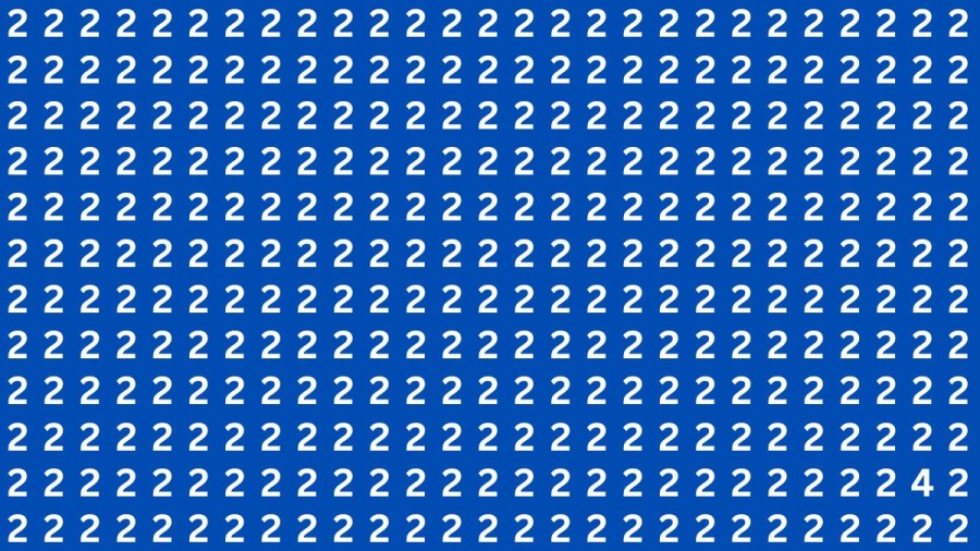 Observation Brain Test: If you have Eagle Eyes Find the Number 4 among 2 in 12 Secs