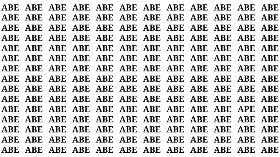 Brain Test: If you have Eagle Eyes Find the Word Ape among Abe in 15 Secs