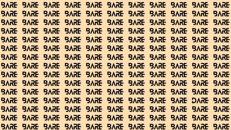 Observation Brain Test: If you have Eagle Eyes Find the Word Dare among Bare in 15 Secs