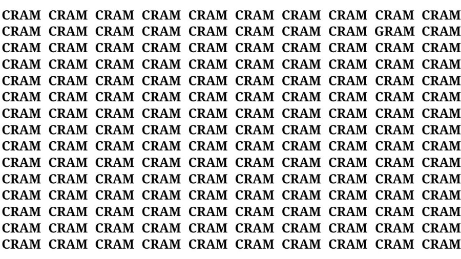 Brain Test: If you have Hawk Eyes Find the Word Gram among Cram in 18 Secs