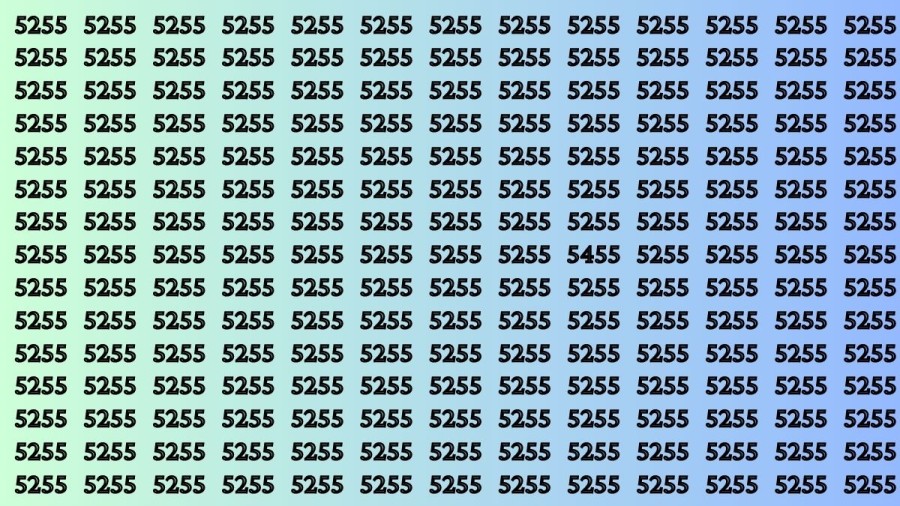 Observation Brain Test: If you have Sharp Eyes Find the Number 5455 among 5255 in 20 Secs