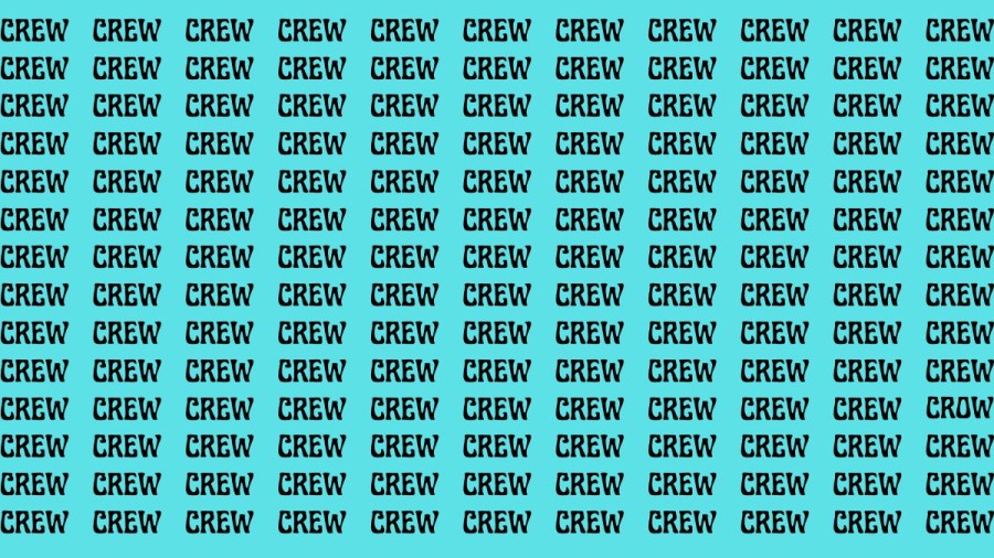 Observation Brain Test: If you have Eagle Eyes Find the Word Crow among Crew in 12 Secs