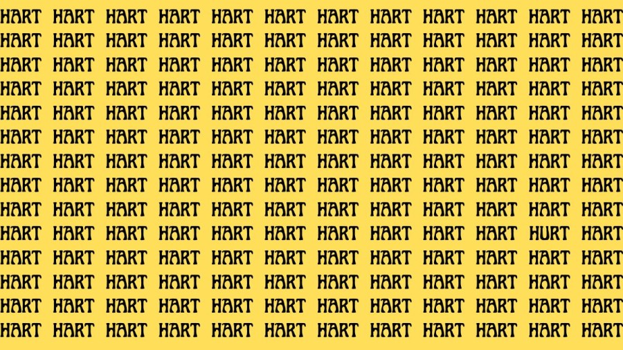 Brain Test: If you have Hawk Eyes Find the Word Hurt among Hart in 18 Secs