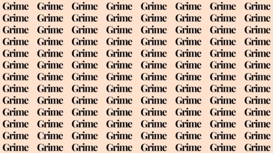 Observation Skill Test: If you have Eagle Eyes find the Word Crime among Grime in 20 Secs