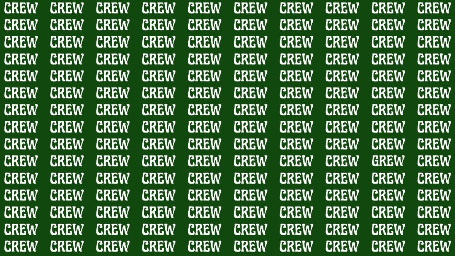 Brain Test: If you have Eagle Eyes Find the Word Grew among Crew in 18 Secs