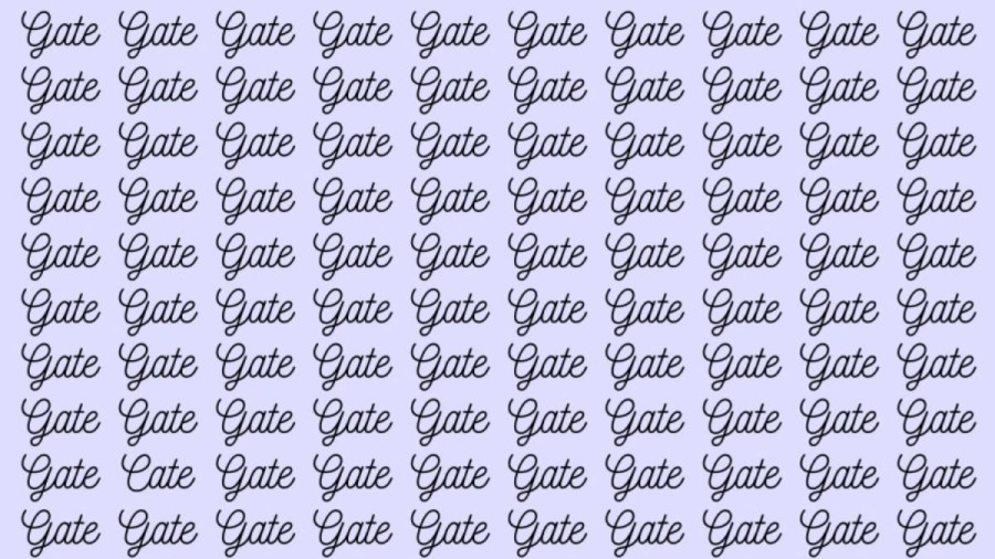 Observation Skill Test: If you have Sharp Eyes find the Word Cate among Gate in 20 Secs