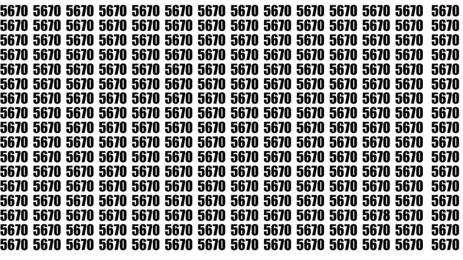 Observation Brain Test: If you have Eagle Eyes Find the Number 5678 among 5670 in 15 Secs