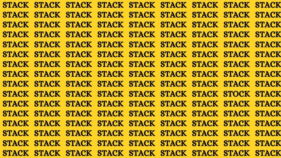 Brain Teaser: If you have Sharp Eyes Find the Word Stock among Stack in 20 Secs