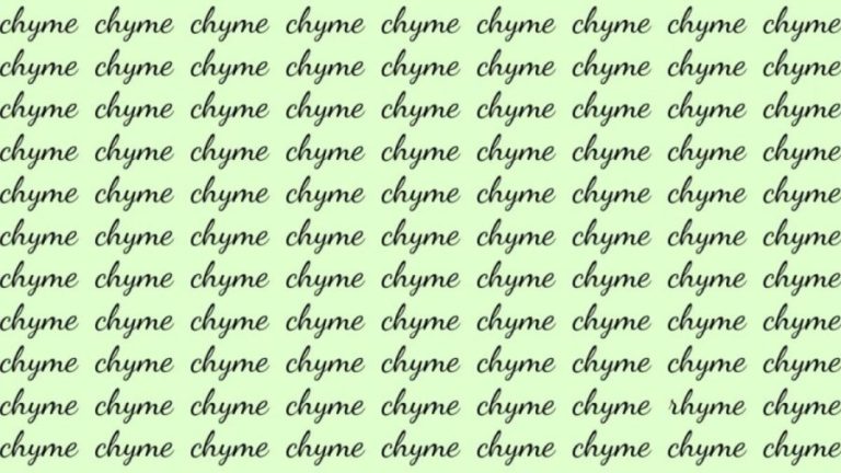 Observation Skill Test: If you have Hawk Eyes find the Word Rhyme among Chyme in 20 Secs