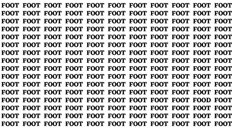 Brain Test: If you have Hawk Eyes Find the Word Food among Foot in 15 Secs