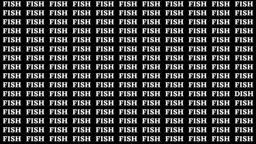 Observation Brain Test: If you have Sharp Eyes Find the Word Dish among Fish in 20 Secs