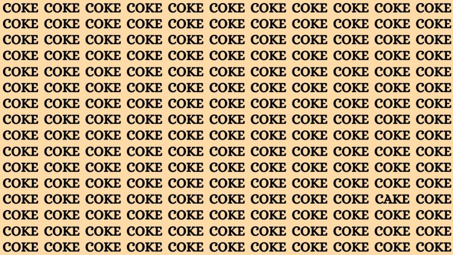 Brain Teaser: If you have Sharp Eyes Find the Word Cake among Coke in 15 Secs