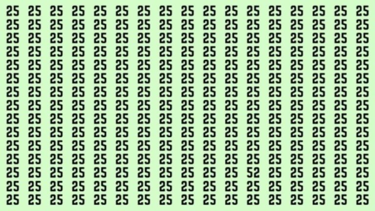 Observation Skills Test: Can you find the number 52 among 25 in 15 seconds?