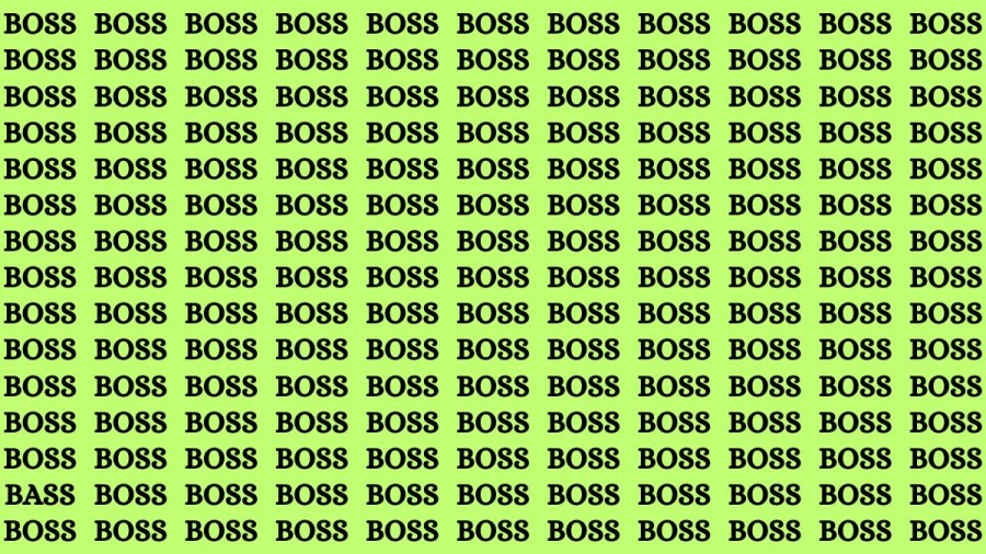 Brain Teaser: If you have Sharp Eyes Find the Word Bass among Boss in 15 Secs