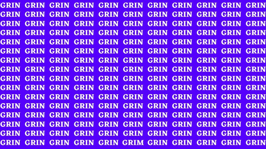 Brain Test: If you have Eagle Eyes Find the Word Grim among Grin in 15 Secs