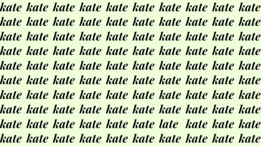 Optical Illusion: If you have Hawk Eyes find the Word Late among Kate in 20 Secs