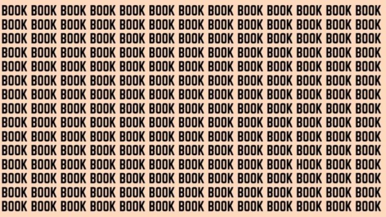 Optical Illusion: If you have Eagle Eyes find the Word Hook among Book in 20 Secs