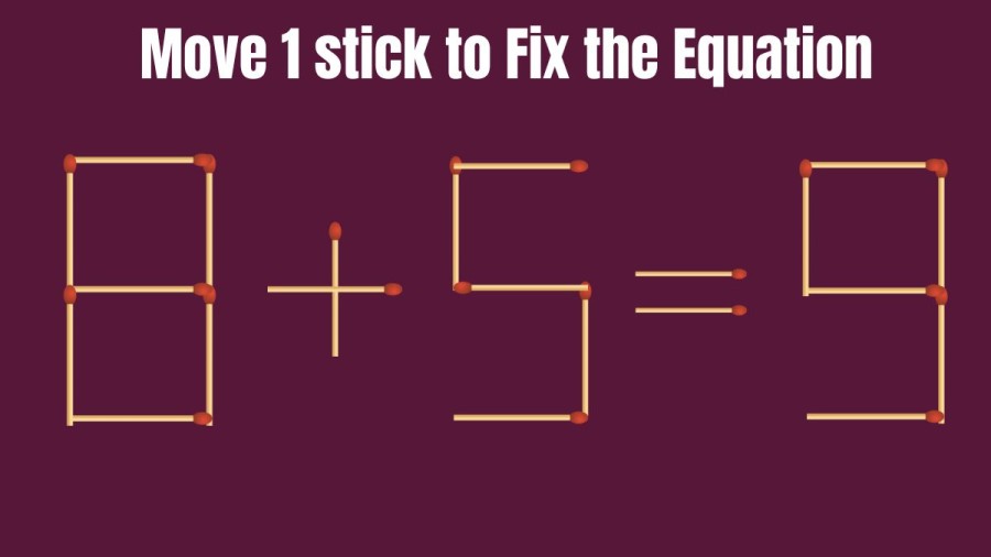 8+5=9 Move 1 Stick to Fix the Equation | Brain Teaser