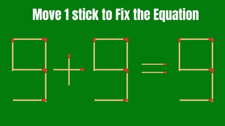 9+9=9 Move 1 Stick to Fix the Equation | Brain Teaser