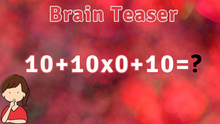 Brain Teaser: 10+10×0+10 Maths Puzzle for Genius