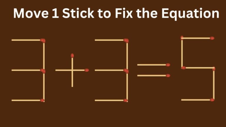 Brain Teaser: 3+3=5 Can you Move 1 Stick and Fix this Equation? Matchstick Puzzle