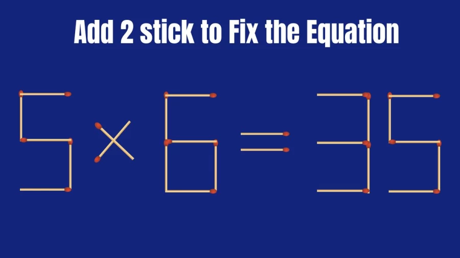 Brain Teaser: Add 2 Matchsticks and Fix this Equation 5×6=35 | Tricky Matchstick Puzzle