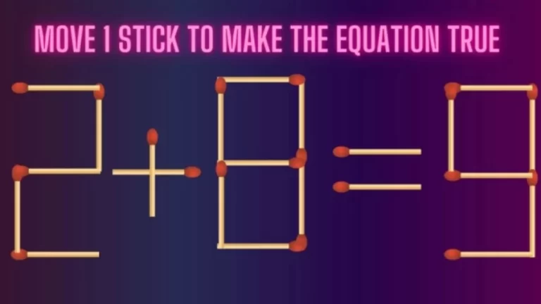 Brain Teaser: Can you Move 1 Stick to Make the Equation True 2+8=9?