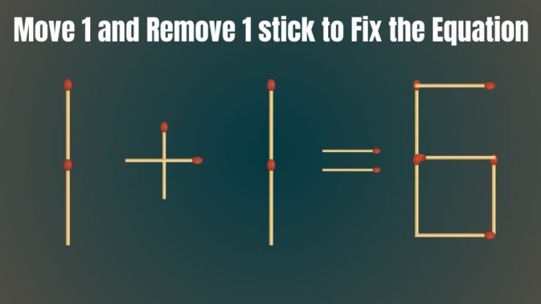 Brain Teaser Matchstick Puzzle – Move 1 and Remove 1 Matchstick to Fix this Equation in 20 Secs