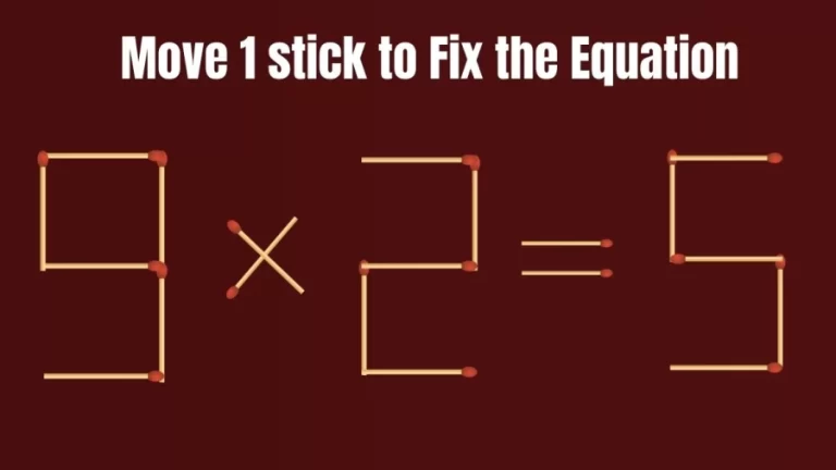 Brain Teaser Math Test: 9×2=5 Move 1 matchstick to fix the equation by 30 secs| Matchstick Puzzle