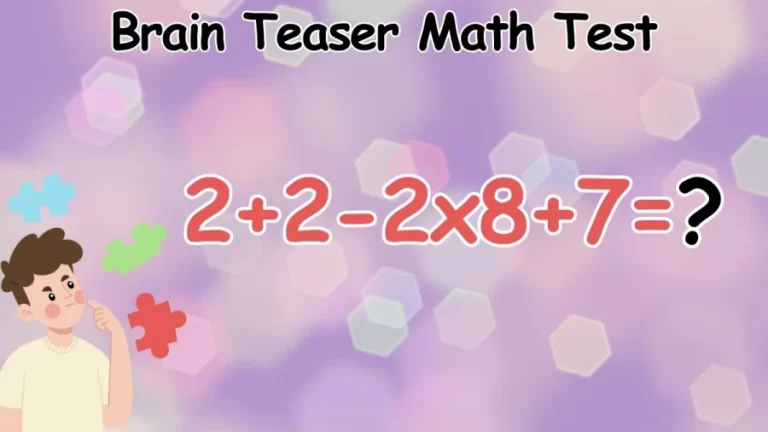 Brain Teaser Math Test: Equate 2+2-2×8+7