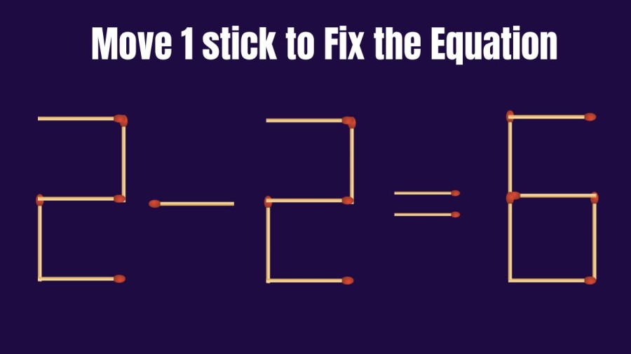 Brain Teaser: Move 1 Stick and Correct the Equation 2-2=6 | Hard Matchstick Puzzle